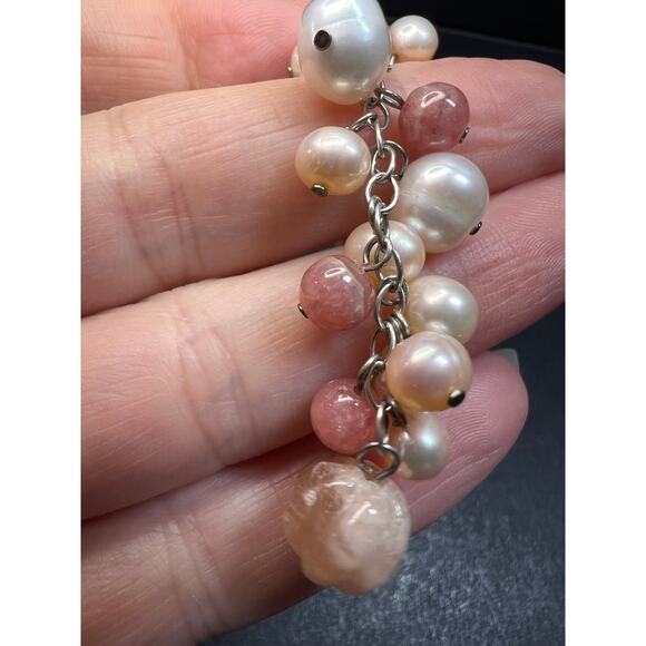 NEW freshwater pearl multi stone necklace with sterling silver clasp - Picture 13 of 15